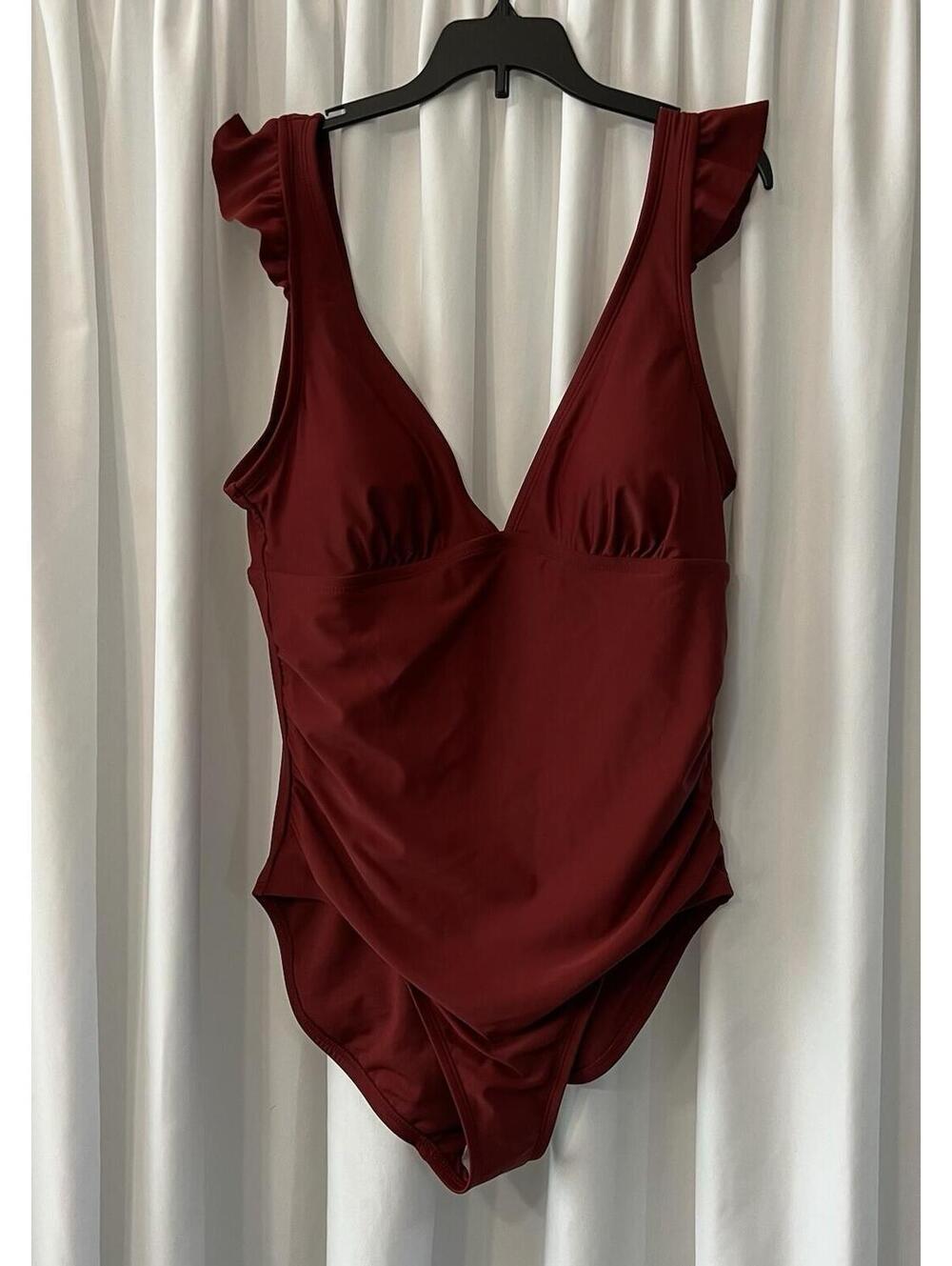 Kona Sol Large 12-14  Coverage Ruffle Sleeve One Piece Swimsuit New NWT